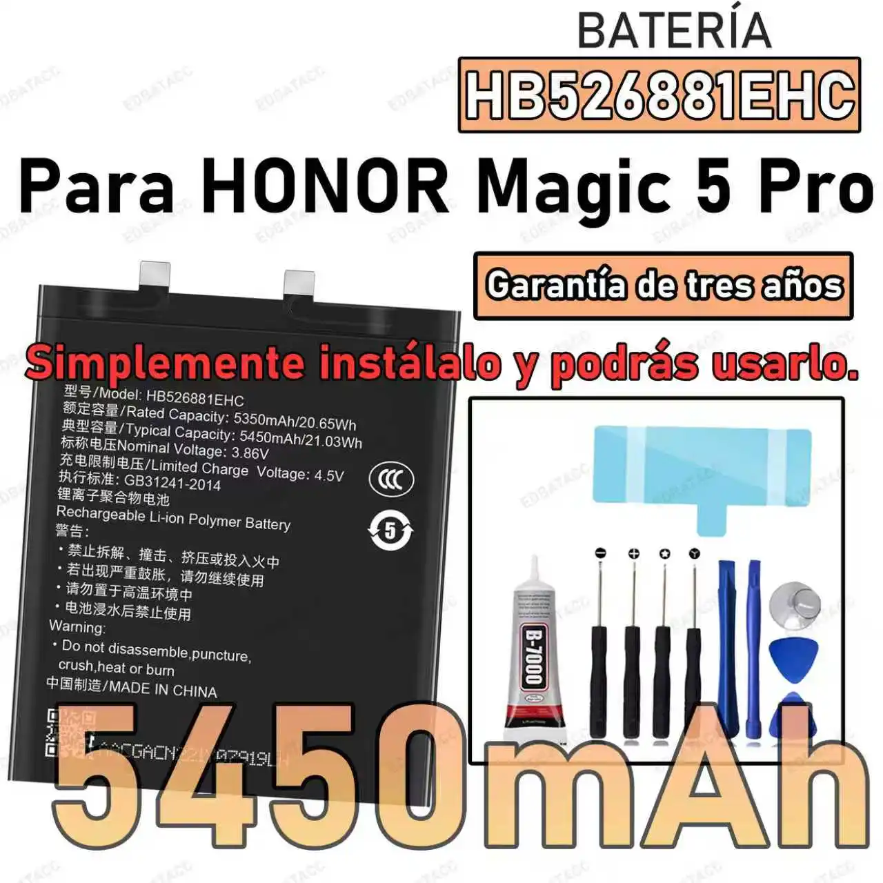 

100% New Zero Cycle HB526881EHC Battery For HONOR Magic 5 Pro magic5 pro mobile Phone batteries batteria+Free Tools