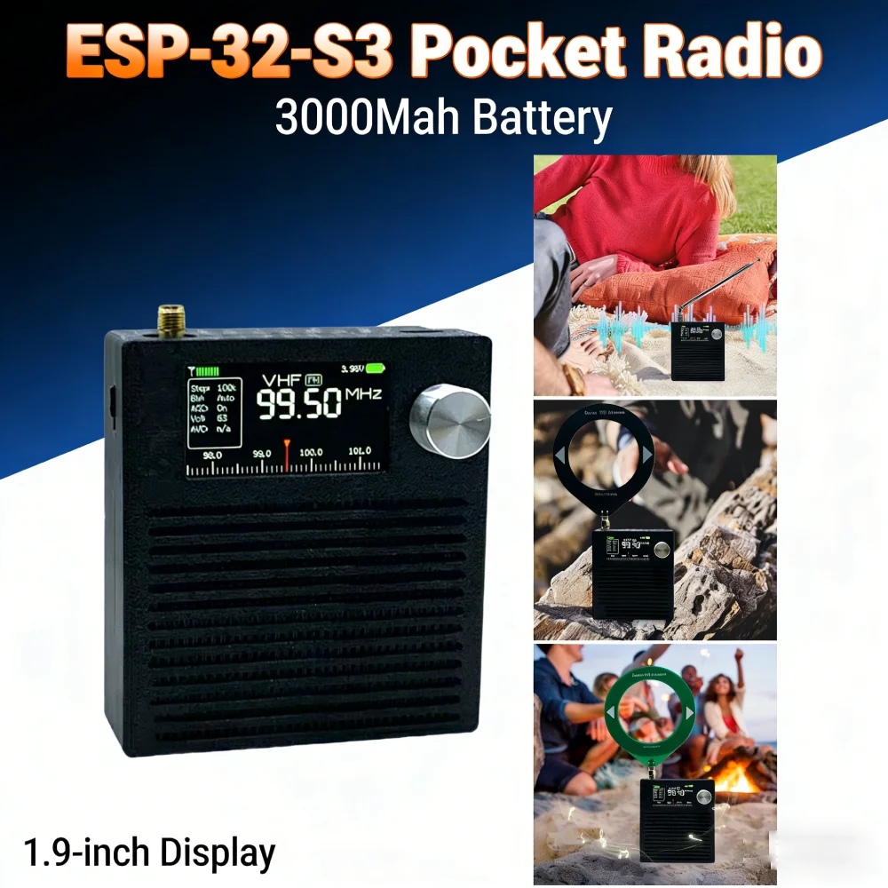 

Портативное карманное радио 3000 мАч 1,9 дюйма IPS ESP32-S3 Si4732 DSP Радиоприемник FM AM LSB USB Портативное коротковолновое радио