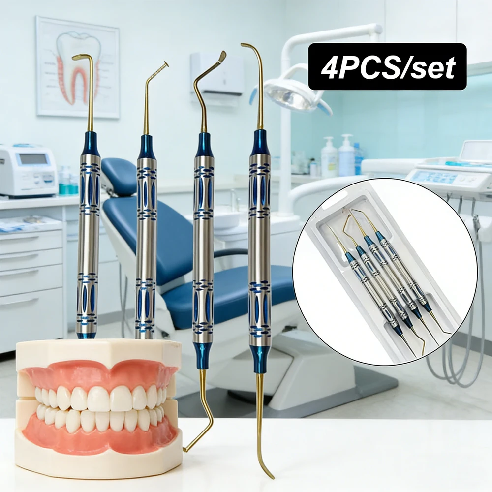 

Набор из 4 стоматологических инструментов для синус-лифтинга: двухсторонние элеваторы из нержавеющей стали, автоклавируемые, для челюстно-лицевой хирургии