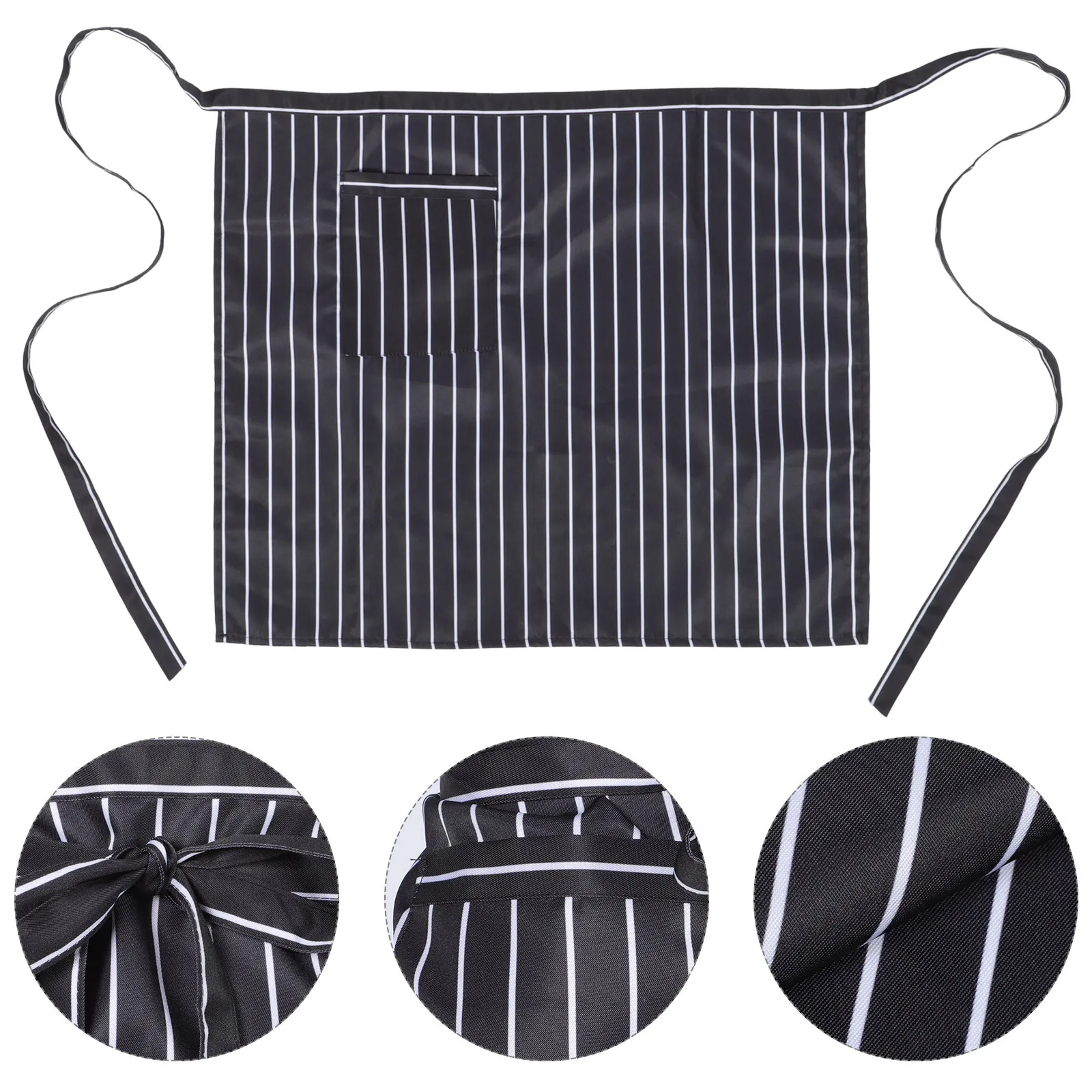 Tablier de taille de Chef noir, Durable, confortable, réglable, unisexe, serveur, Bistro, Bar, fête, usage domestique, demi-tablier de serveur