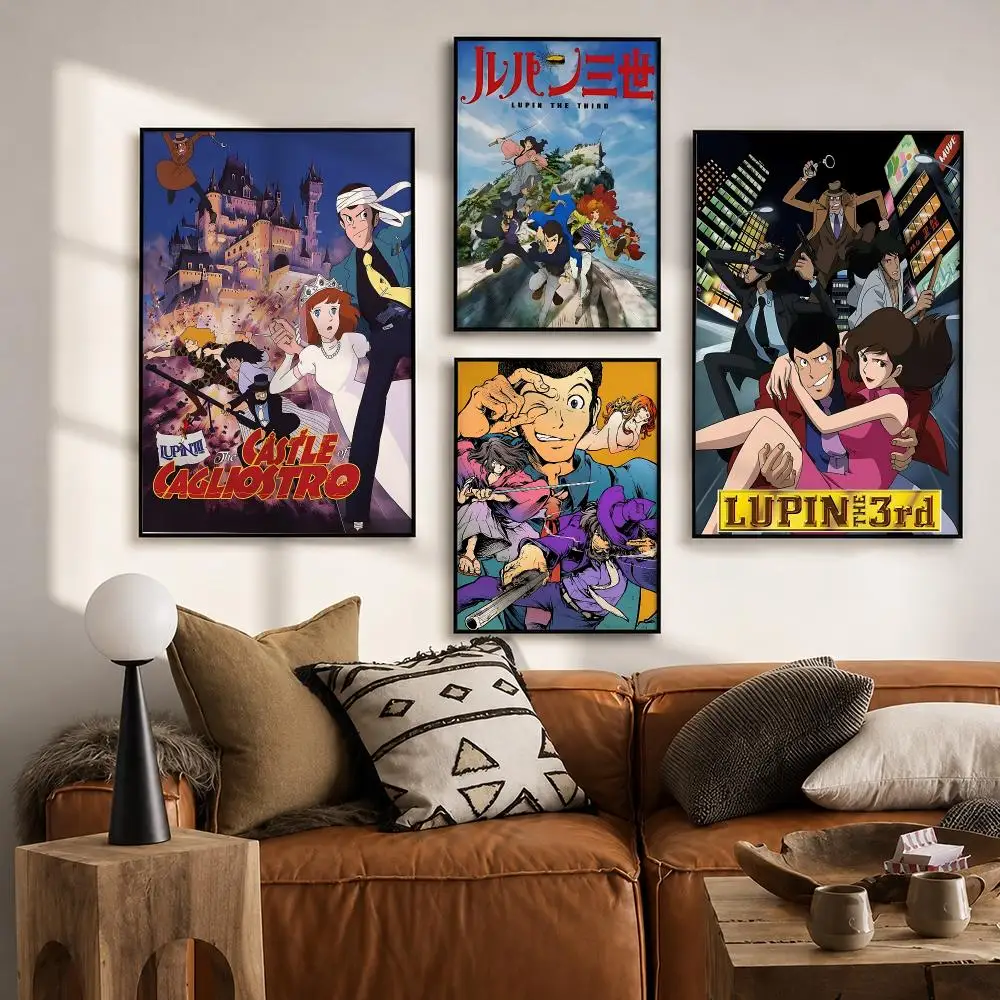 Anime Lupin the Third Poster HD poster wall art self-stick no-residue for home cafe office great gift