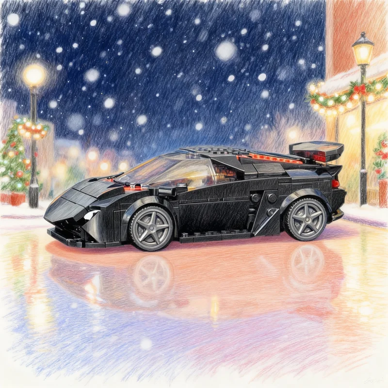 388pcs MOC Lamborghini Sesto Elemento Black Version Speed Model Building Blocks Toy Construction Christmas Gift DIY Brick Kids