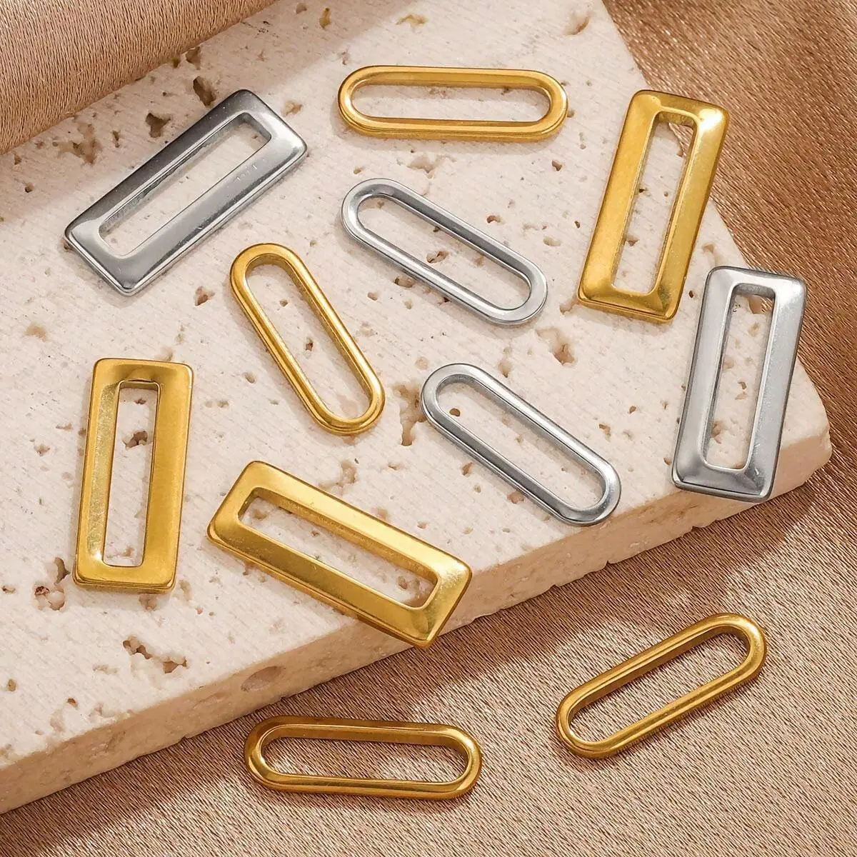 20pcs Stainless Steel Rectangle Frame Charms Pendants For Earrings Connectors DIY Charms For Jewelry Making Supplies Components