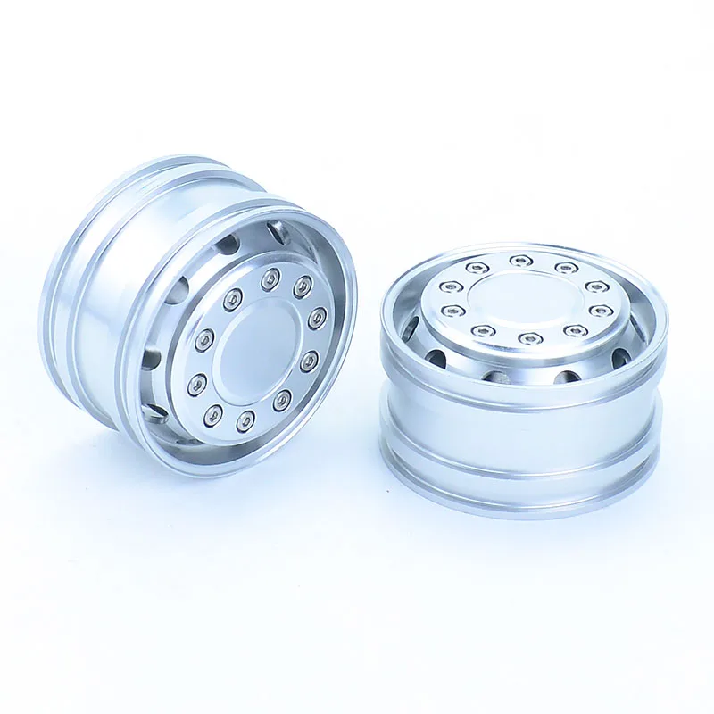 2pcs Metal Front Wheel 20mm/25mm Width Drive/Bearing Hub Rim for 1/14 Tamiya RC Truck Tipper SCANIA 770S 56368 VOLVO ACTROS Car