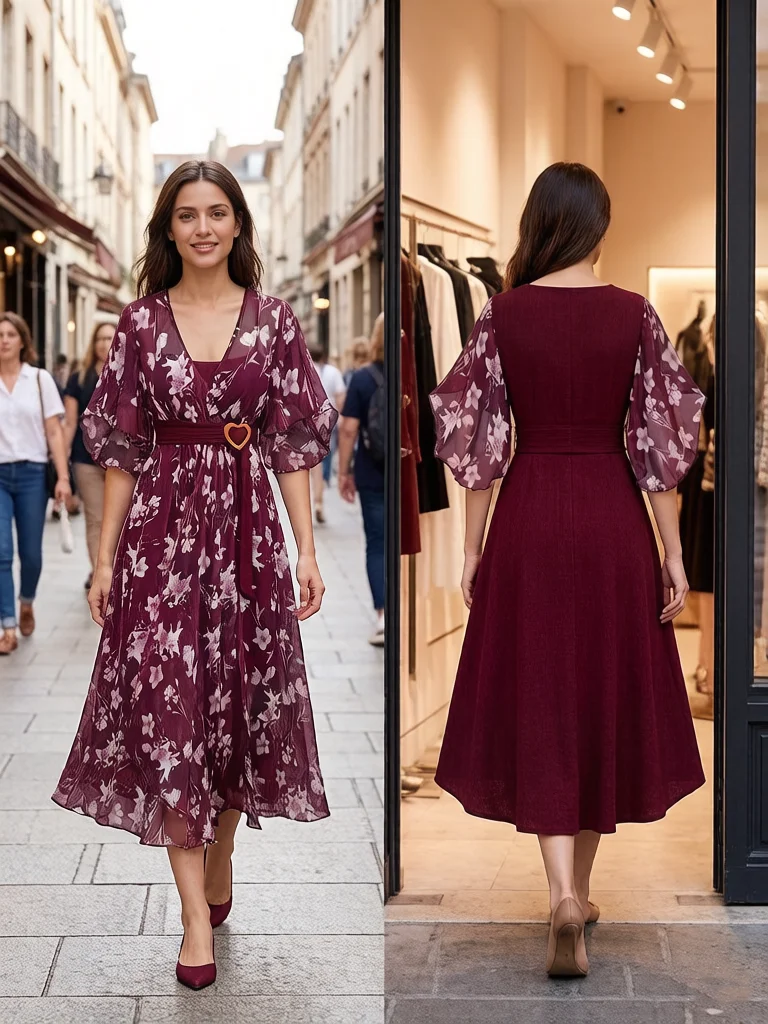 ROSEGAL Plus Size Bohemia Sukienki Damskie Wiosna Lato Kwiaty Drukowane Falbany Komża Tulipan Hem Szyfonowa Sukienka Kostiumy codzienne