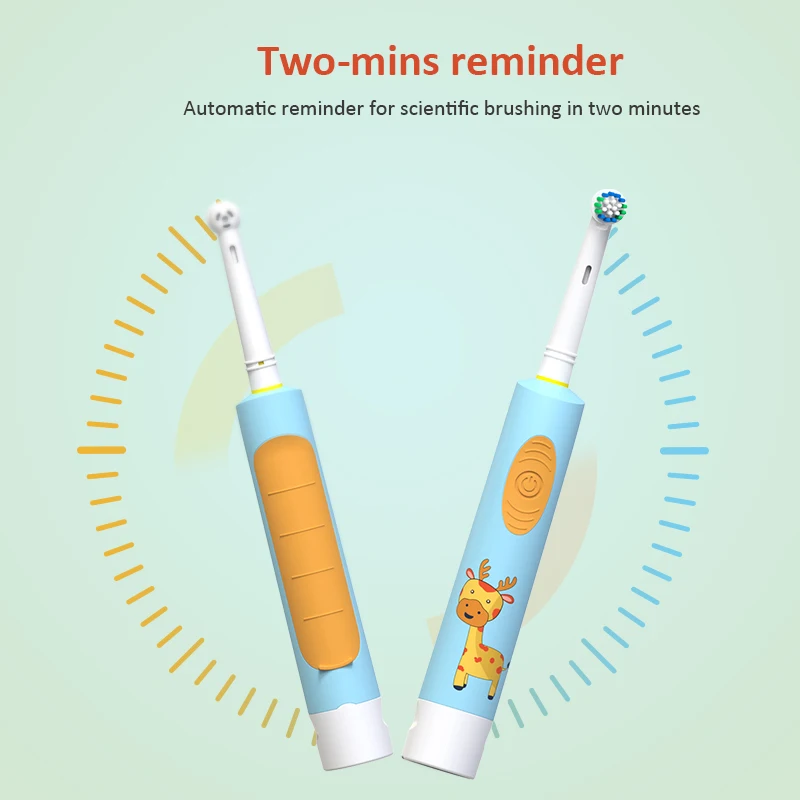 Cepillo de dientes eléctrico de rotación para Limpieza de dientes, resistente al agua, de dibujos animados, con 1 cabezal de repuesto adicional