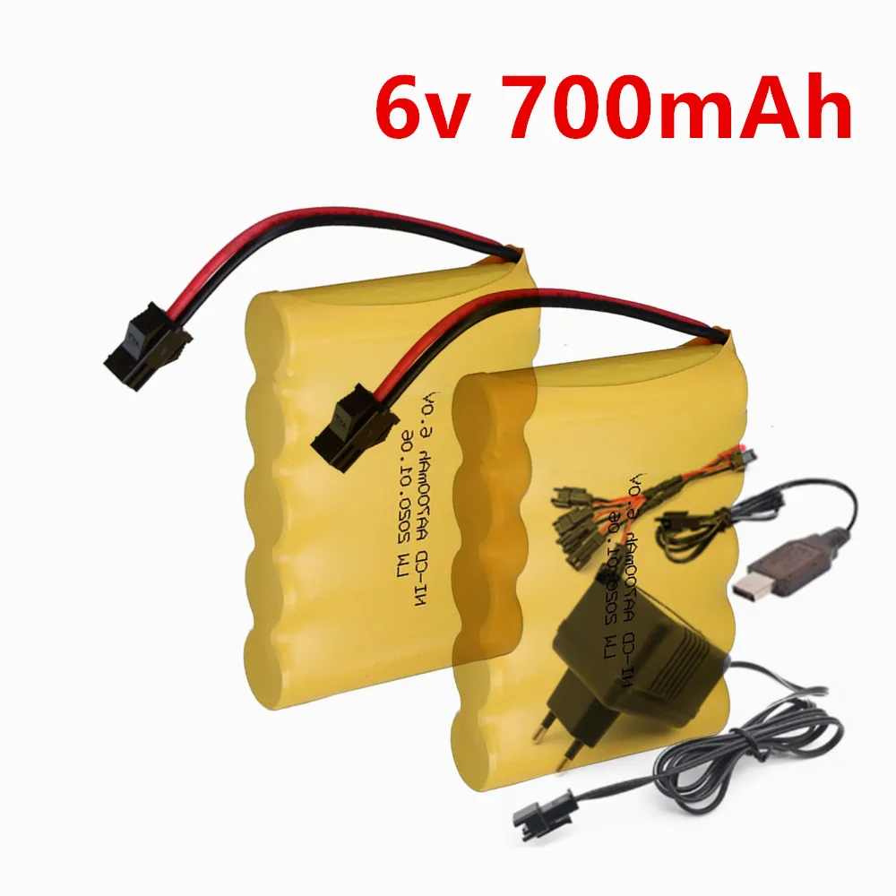 6V 700mAh Ni-CD Battery SM-2P With 6V USB charging cable Rechargeable AA Battery Pack for Remote Control Toy Car 6 V Ni-CD