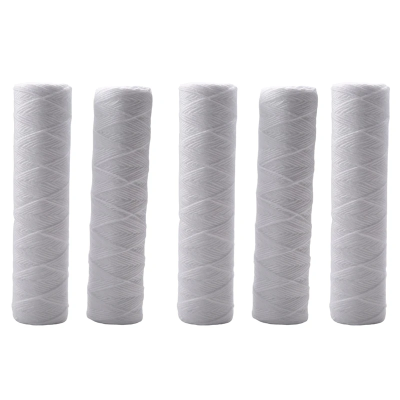 

5 Micrometre 10 X 2.5 Inch String Wound Sediment Water Filter Cartridge Whole House Sediment Filtration, Universal Replacement F