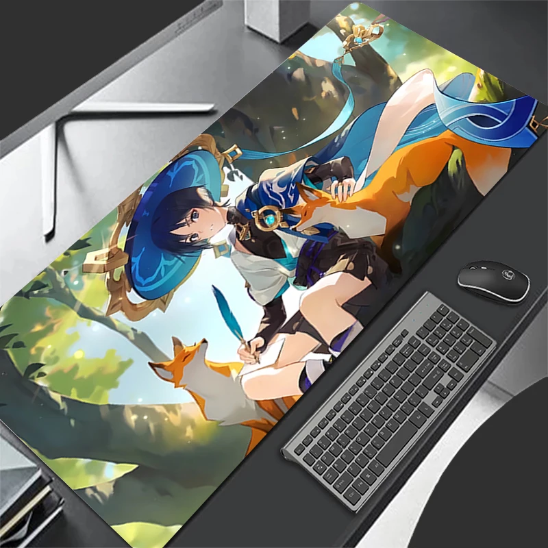 Mousepad Computer Gaming Accessories Keyboard Pad Office PC Rubber Mouse Pad Decoracion Desk G-genshin Impact Wanderer Mouse Mat