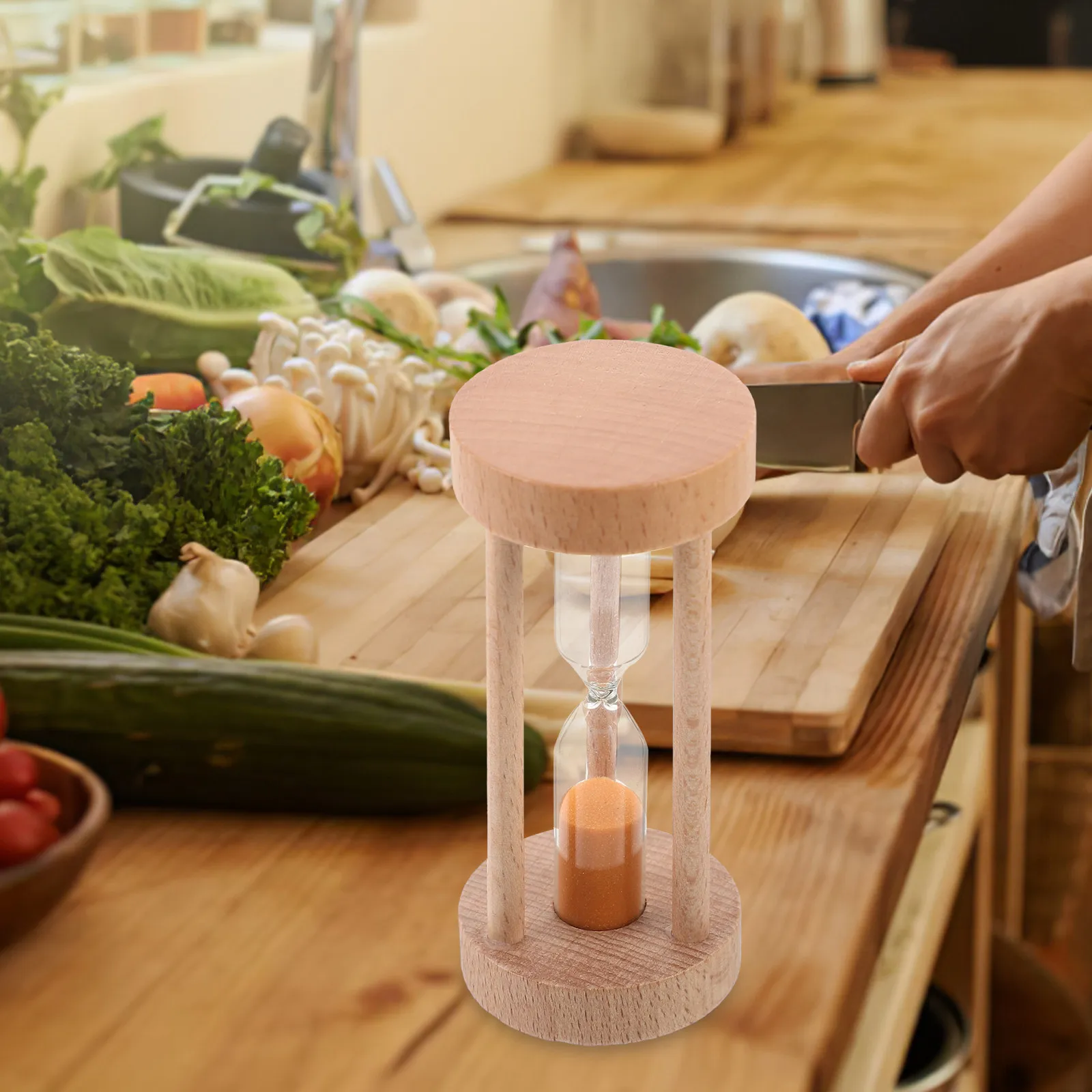 Wooden Sandglass 3 Minutes Hourglass Orange Sand Timer Sand Clock Desk Ornament Home Office Gift Hourglass Sandglass