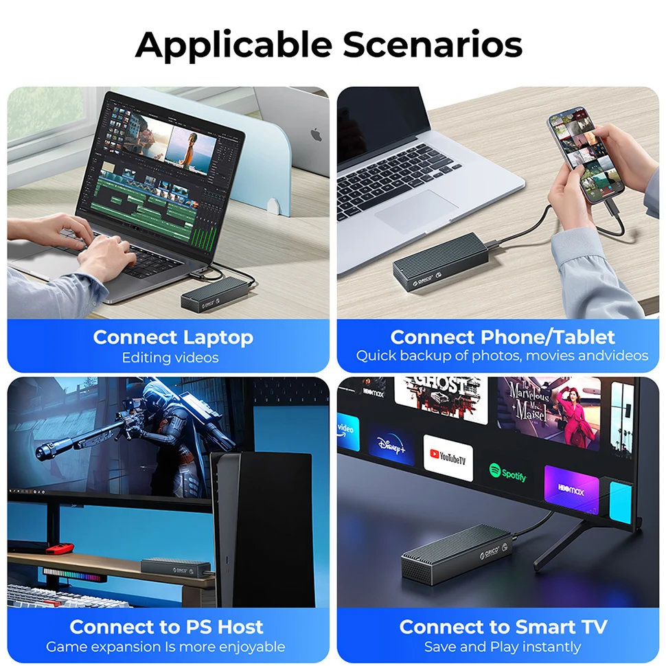 حافظة خارجية ORICO-NVMe SSD ، حاوية M.2 ، USB HD ، حالة صلبة ، صندوق تخزين القرص الصلب ، نوع C M2 ، غلاف للكمبيوتر الشخصي ، كمبيوتر محمول ، 20 جيجابايت في الثانية