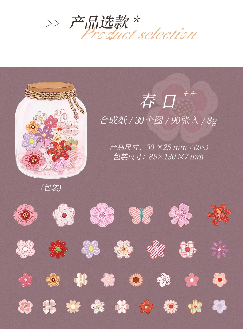 Journal GO Mini Flower Hard Card Sticker Set 90 Sheets of Floral & Plaid Patterns for Journaling Scrapbooking and DIY Crafts