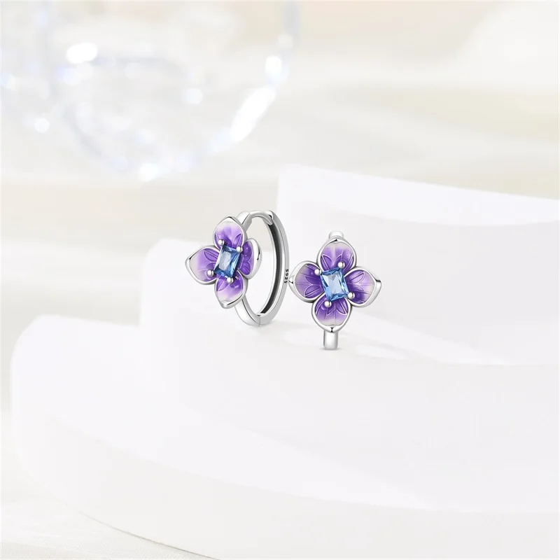 925 Sterling Silver Romantic Hydrangea Earrin...