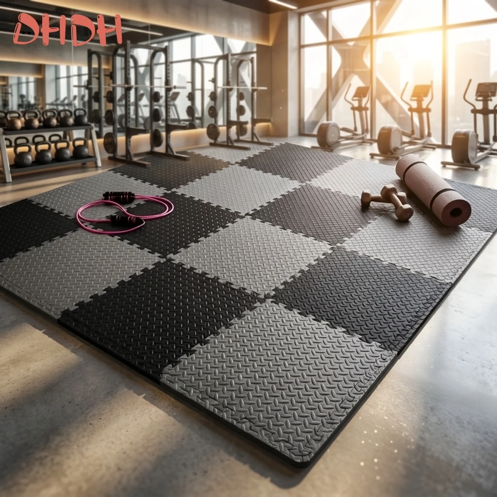 

Профессиональный высококачественный резиновый напольный коврик для спортзала с замковым соединением, противоскользящий, для домашних тренировок