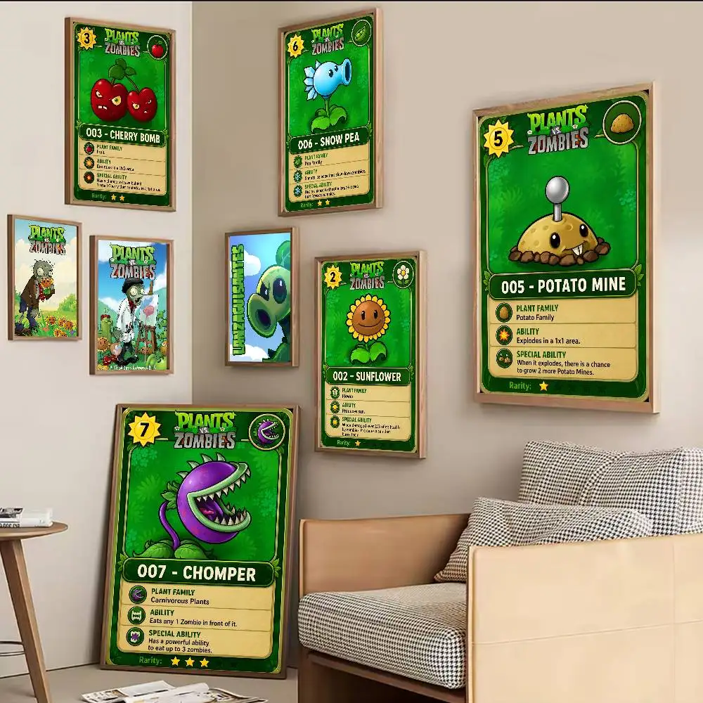Classic Game P-Plants Vs Z-Zombies Good Quality Prints And Posters Waterproof Paper Sticker House Bar Posters Wall Stickers