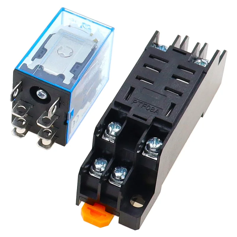 10Pcs Relay LY2NJ DC12V DC24V AC110V AC220V Small relay 10A 8 Pins Coil DPDT With Socket Base