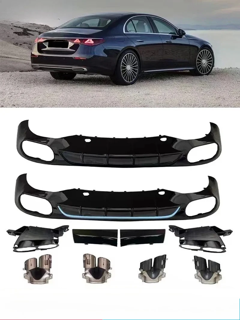 

For Mercedes Benz W214 E260 E300 E53 AMG Style PP Rear Bumper Diffuser Exhaust Tips Car Body Kit 2024