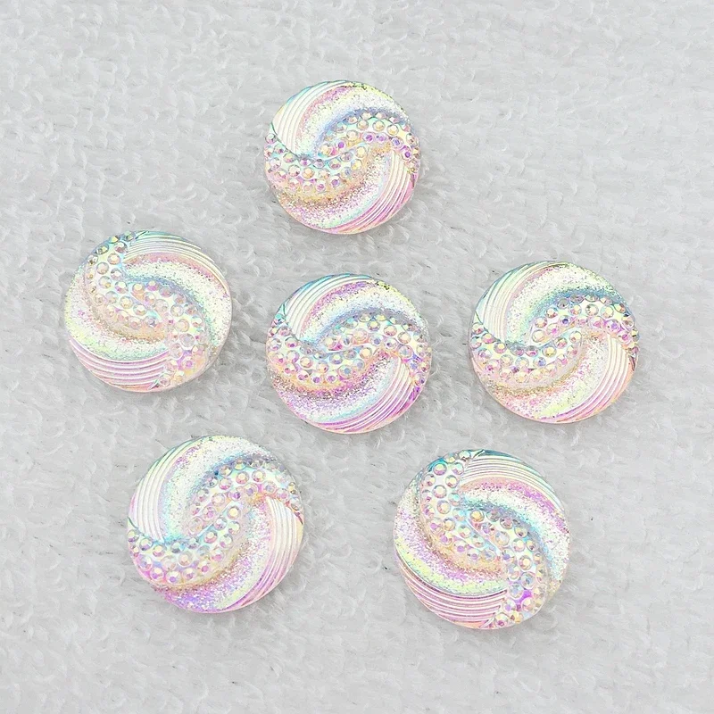 20mm Round Resin Rhinestones Crystal AB Color Acrylic Flatback Decoden Kawaii Cabochons button-B060