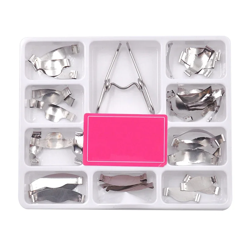 36 pcs Dental Saddle Contoured Metal Matrices Matrix Universal Kit with Spring Clip No.1.330