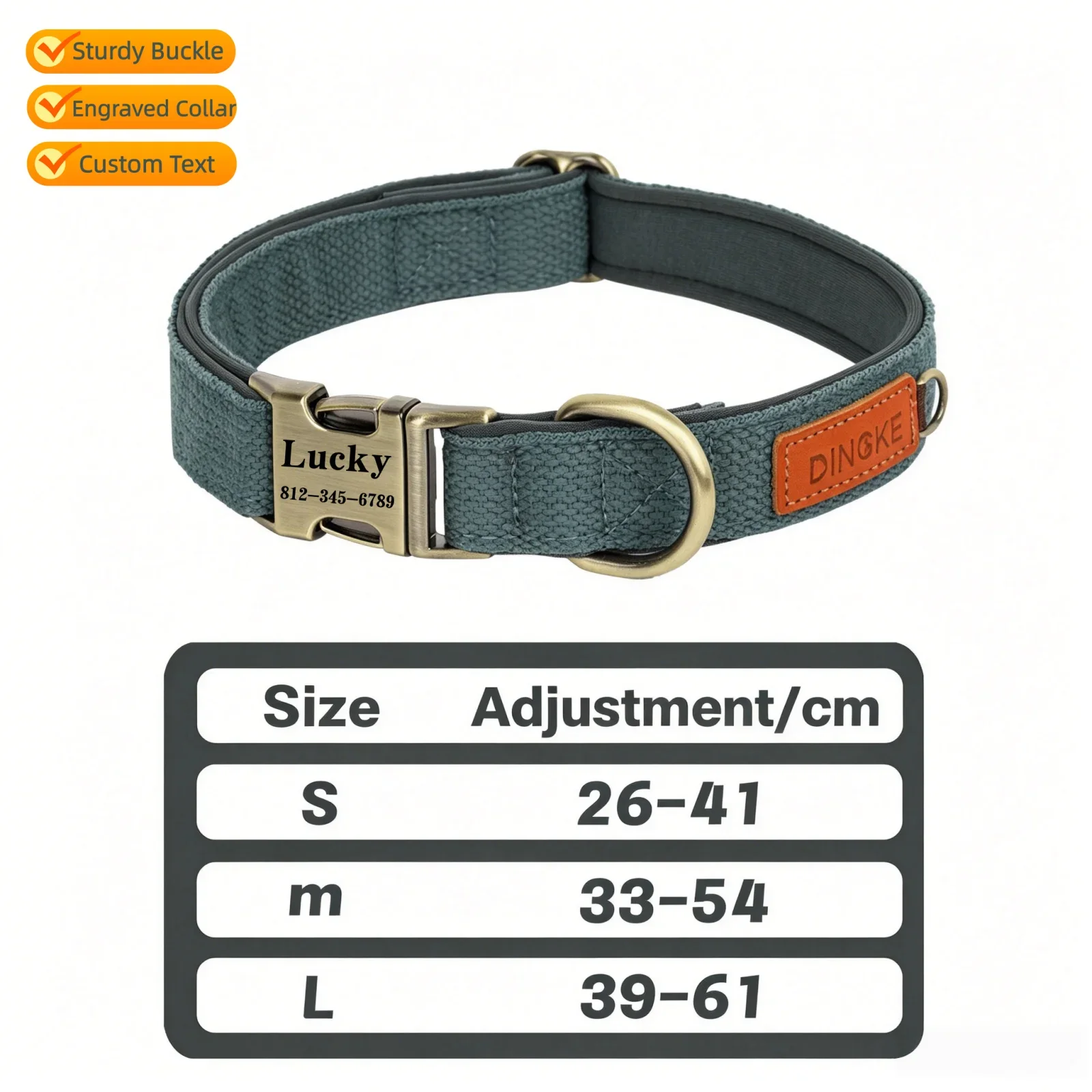 Personalisiertes Hundehalsband mit Leine aus PU-Leder, inklusive Laufleine, kostenlose individuelle Haustier-ID-Halskette für kleine und große Hunde, Mops – Detail 13