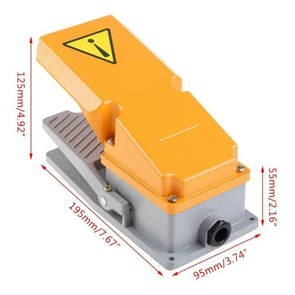 Foot Pedal Switch with Cast Aluminum Housing SPDT 10A 380V AC 220V DC Self-Resetting for Industrial Machine Integration