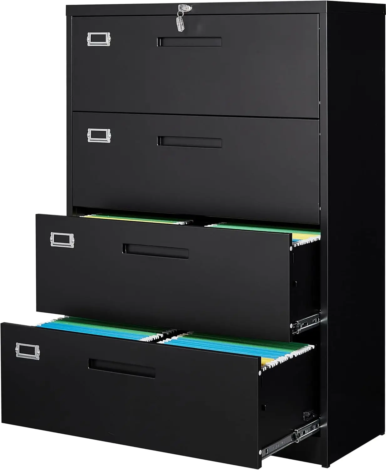 

Lateral File Cabinet with Lock,4 Drawer Large Metal Filing Cabinet,Home Office Lockable Storage Cabinet for Hanging Files Letter