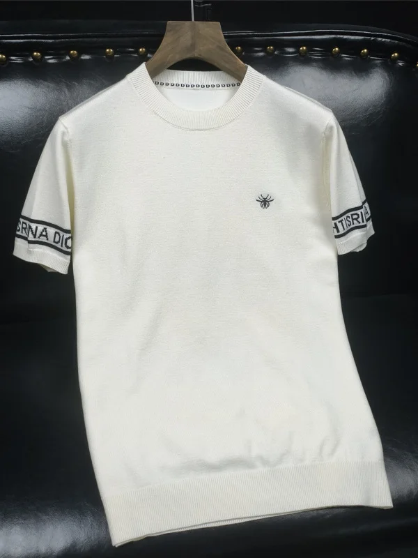 

Белый шерстяной свитер с вышивкой, мужской, модный бренд, трикотаж, новинка 2025 года, осень-зима, внутренняя рубашка