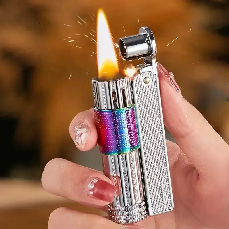

2025 new gold classic windproof lighter windproof retro wheel lighter men's gift smoking automatic key ignition wholesale