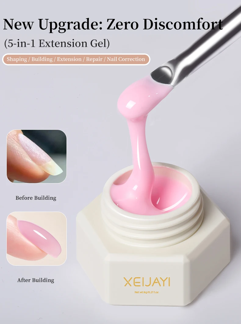 XEIJAYI 6g Nagelverlängerungsgel 18 Farben Kristallverlängerung Poly Gel Nagelspitzen und Schönheitskunst für längere Nägel – Detail 1