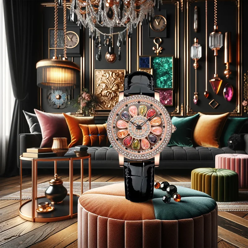 1 قطعة حزام PU أسود وردي للنساء نمط أنيق عالي الجمال للجري ساعة كوارتز كاندي ملونة #3