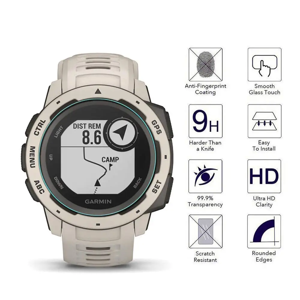 HD Anti-Scratch Tempered Glass for Garmin Instinct Series 3 2 2S E 40mm/45mm/50mm Crossover Screen Protector Film Accessories
