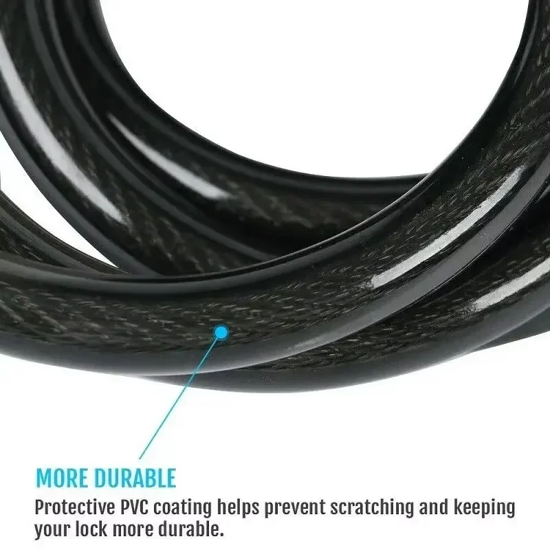 Bloqueio de bicicleta 4 pés fechaduras de bicicleta cabo de alta segurança 5 dígitos combinação reajustável senha de enrolamento bloqueio de bicicleta para bicicleta motocicleta