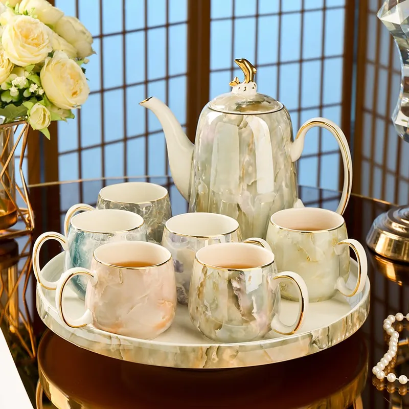 Ceramic water high-end water cup teapot afternoon tea tea  rotating tray home Yayi Lanying rotating water