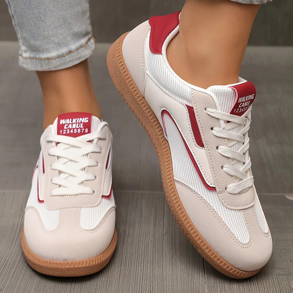Women's fashionable sports shoes, casual sports shoes, lace up closure, suitable for all seasons, casual sports shoes