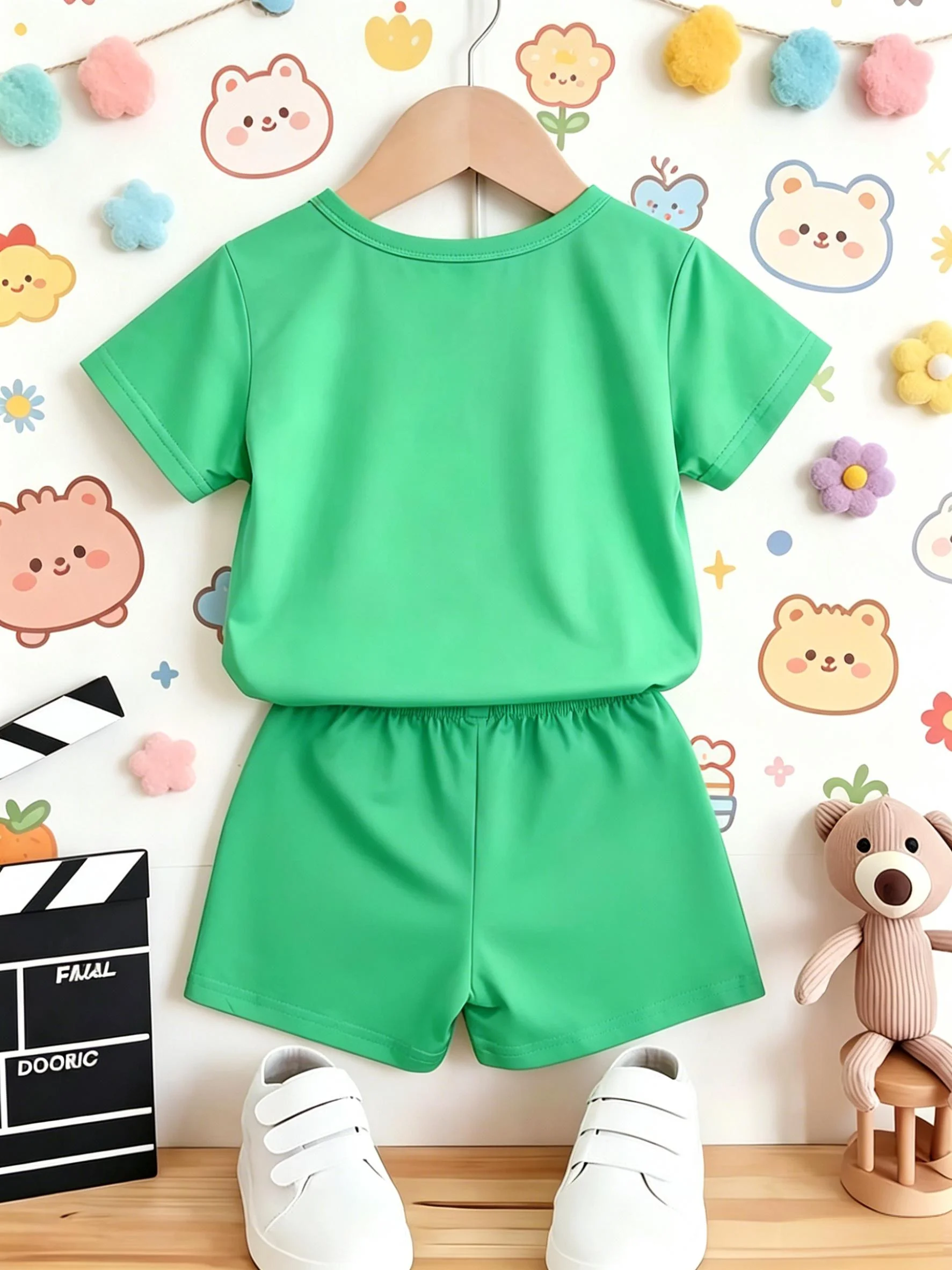 Kurzarm-Shorts mit Dinosaurier-Aufdruck für Jungen, 2-teiliges Set, sommerliches Outfit im verspielten Stil – Detail 3
