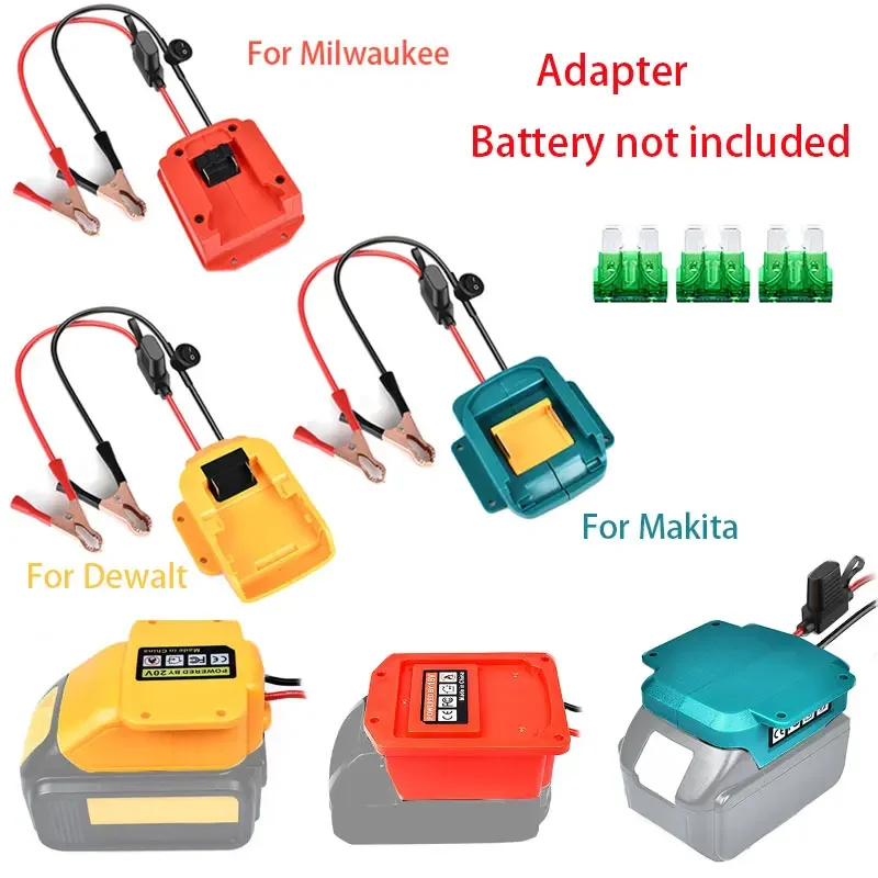 Battery Converter Jump Starter  For Makita/Milwaukee/Dewalt 18V 20V Lithium Battery 14 AWG Wire DIY Car Jumper Cables 30A Fuse