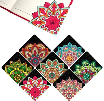 8個/套角形書籤,PU皮革曼陀羅圖案,頁碼標記辦公用品閱讀書籤 10 最佳銷售 皮革書籤 - №10