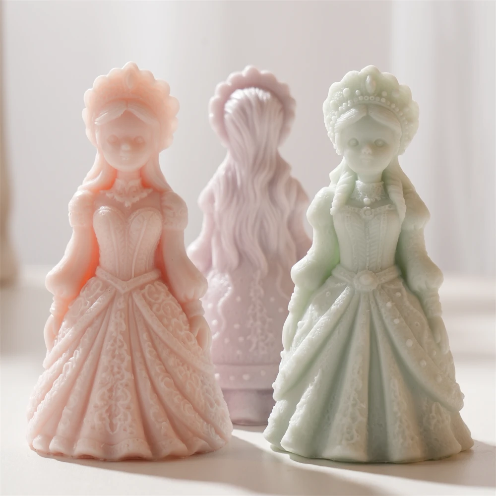 Girl Scented Candle Silicone Mold for Art Candle Making Crown Girl Candle Mould Gypsum Figure Decoration Plasters Resin Mold