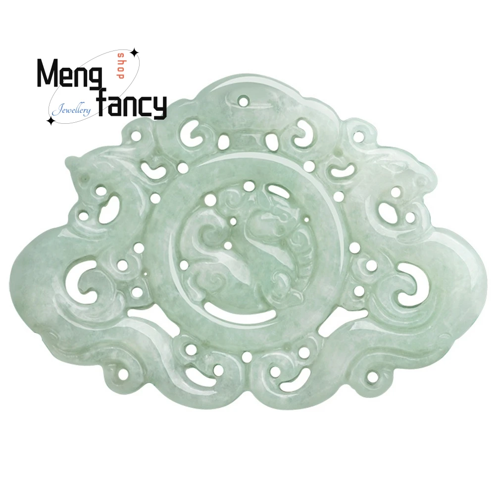 Natural Burmese Grade A Jade Hollow Antique Dragon And Phoenix Presenting Good Fortune Brand Jade Pendant Ancient - Style Couple