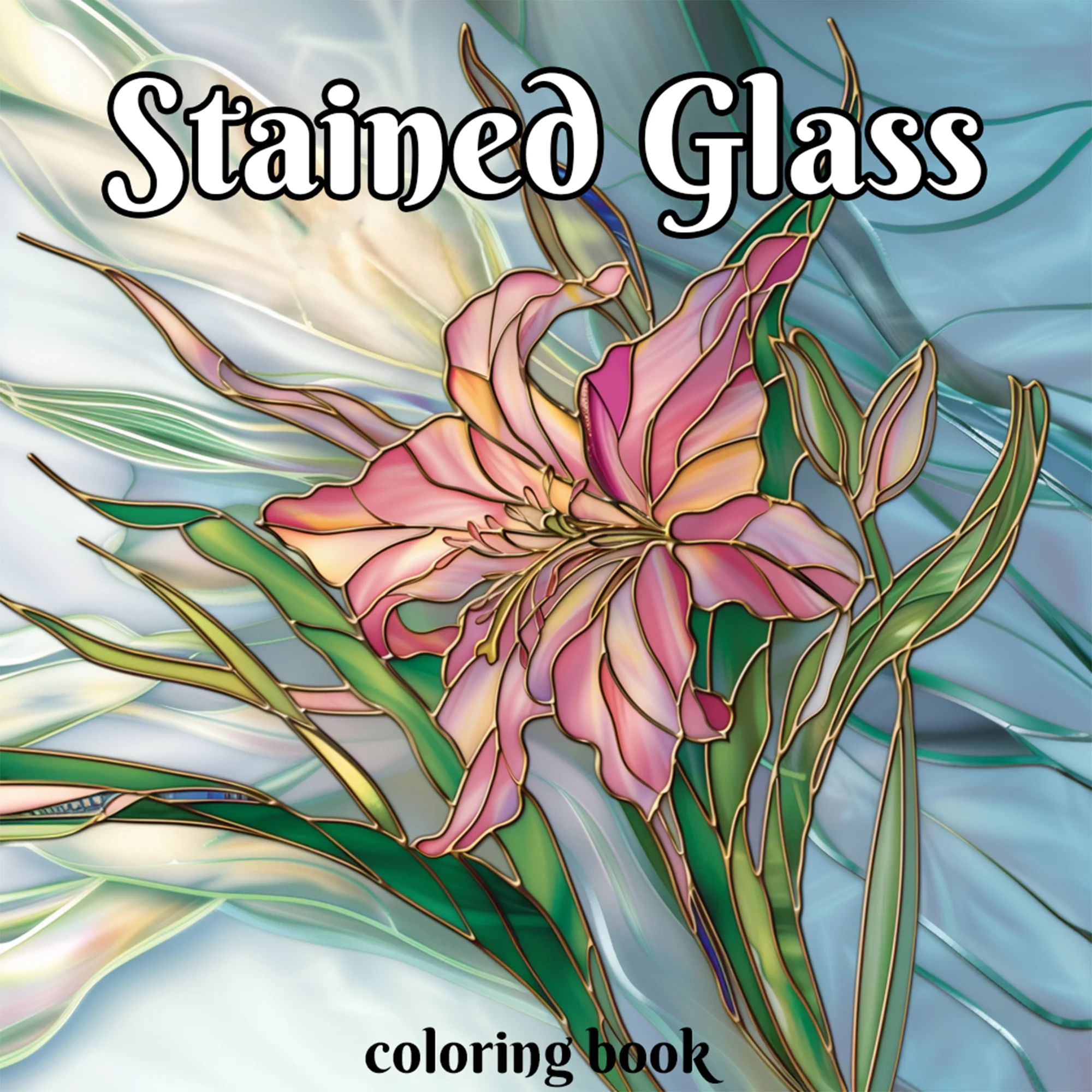 

a Colored Glass Picture Book That Reflects Rose Paintings Of Different Colors, An Adult Coloring Book