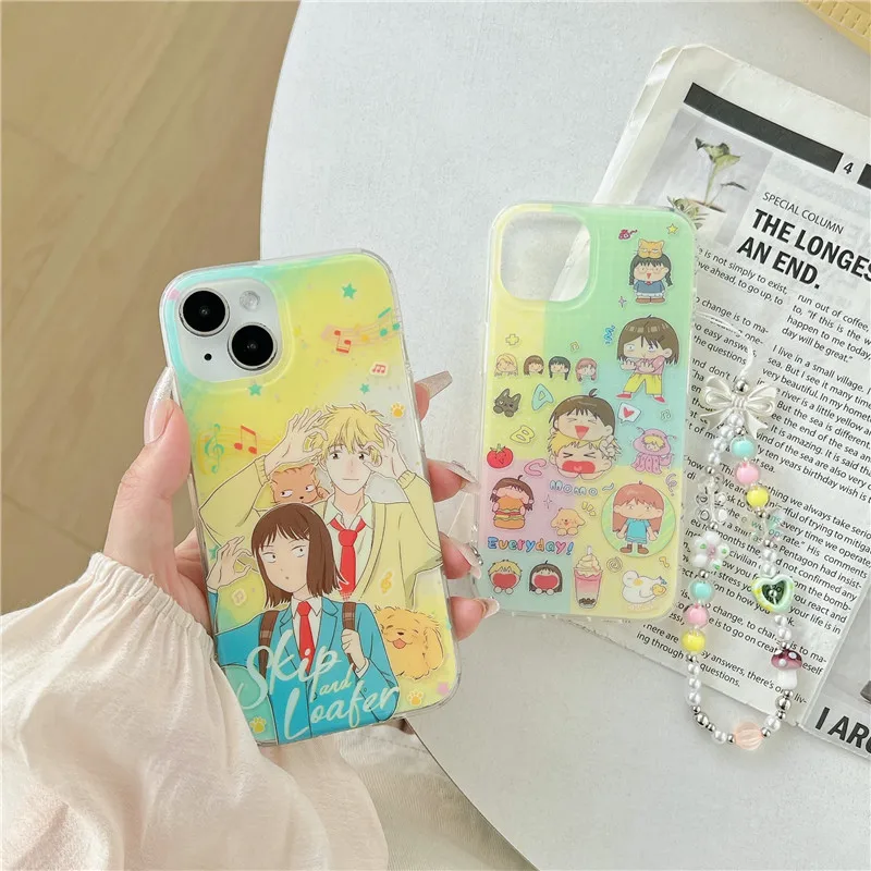 Skip and Loafer Young Girl Boy Japan Anime Phone Case for iPhone 12 13 14 15 Pro Max スキップとローファー Cute Cartoon IMD Cover