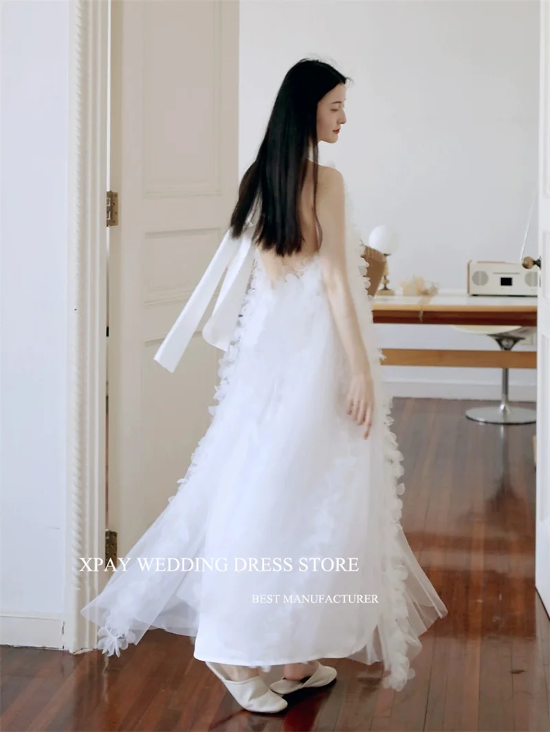 XPAY-Robe de Soirée Élégante en Tulle Blanc, Tenue de Bal Personnalisée, pour Séance Photo de Mariage, Style Coréen