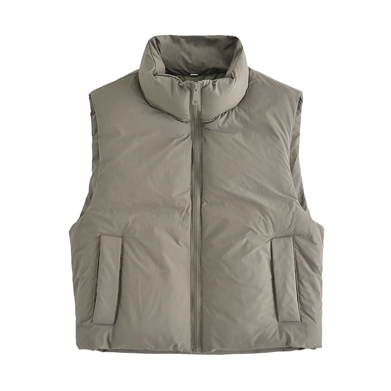 가을 겨울 여성 조끼 따뜻한 크롭 코트 스탠드 칼라 민소매 가벼운 조끼 재킷 패션 아우터웨어