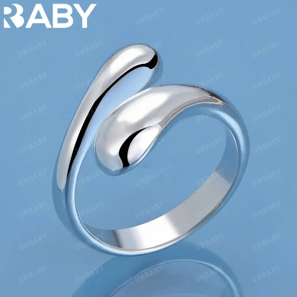 URBABY خاتم هندسي مفتوح من الفضة الإسترليني عيار 925 للنساء والرجال نعمة مجوهرات عصرية هدايا حفلات أعياد الميلاد