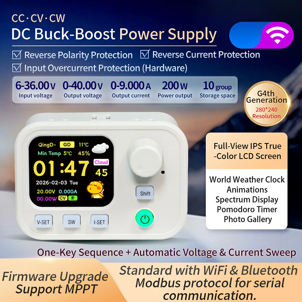 SK200W CNC-Controlled Adjustable Step-Up/Step-Down Buck-boost Power Supply Dual-System Constant Voltage&Current BT/Wi-Fi Control