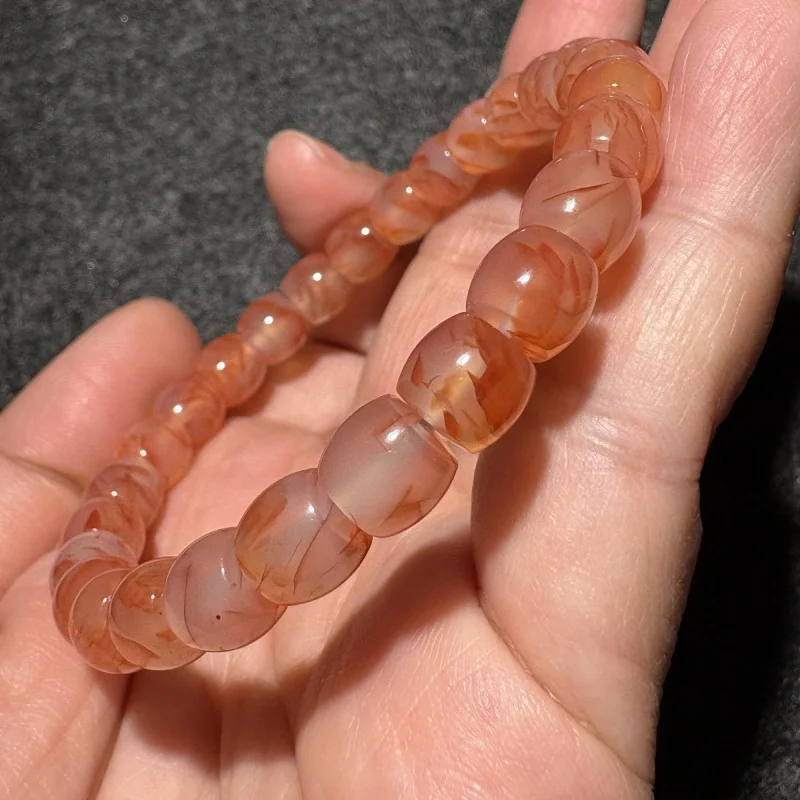 Natural-Pattern Agate Finely Crafted Into Vintage Beads Bracelet Men And Women