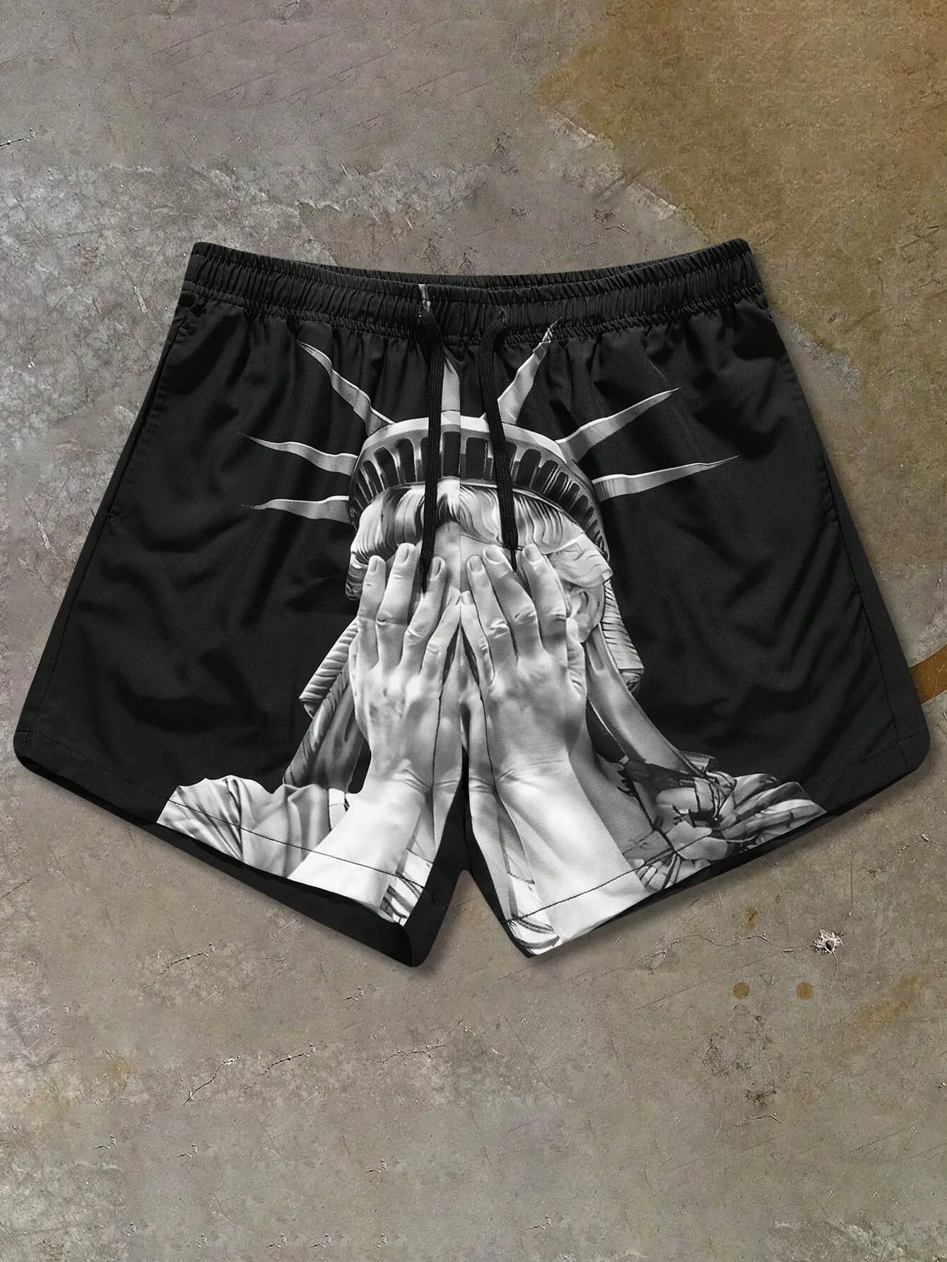 2026 Summer New Men's Shorts with 3D Angel Pattern Print for Street Casual Fashion Comfortable and Breathable