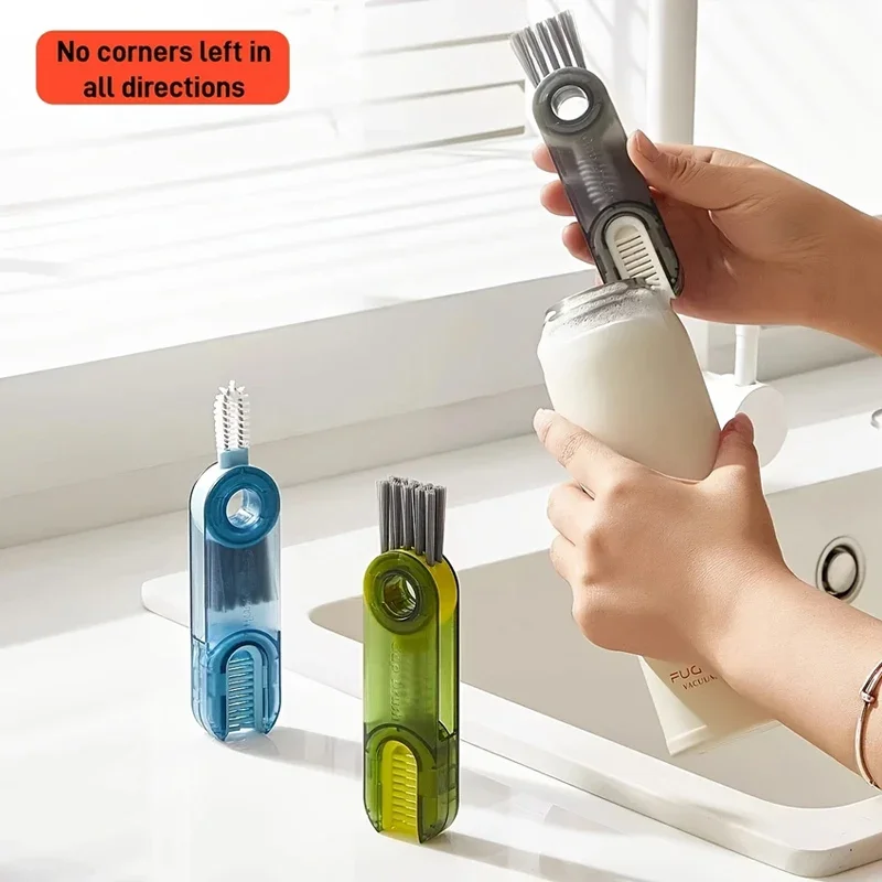 1PC cleaning brush three in one cup brush water cup cleaning artifact thermos bottle gap U-shaped cup mouth cup lid brush image 4