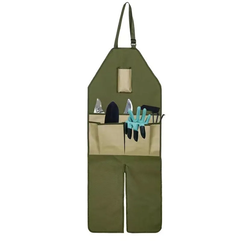 Multi-Pocket Oxford Cloth Patchwork Garden Workwear Horticulture Trim Extended Leg Garden Gloves Protective Gear
