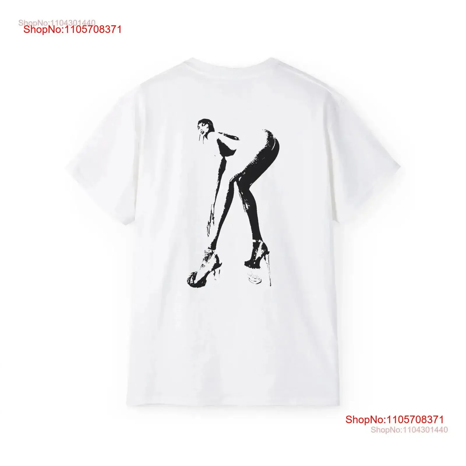 Retro Heels Woman Stencil HighArt T Shirt Classic Fit Cotton Backprint with Striking Popart Heel Pose vintage Washed
